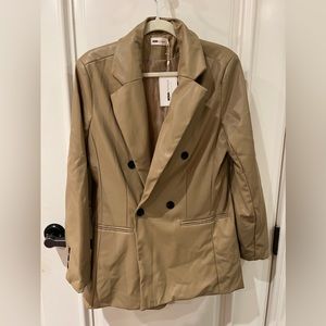 Brand new tan Fashion Nova faux leather blazer jacket